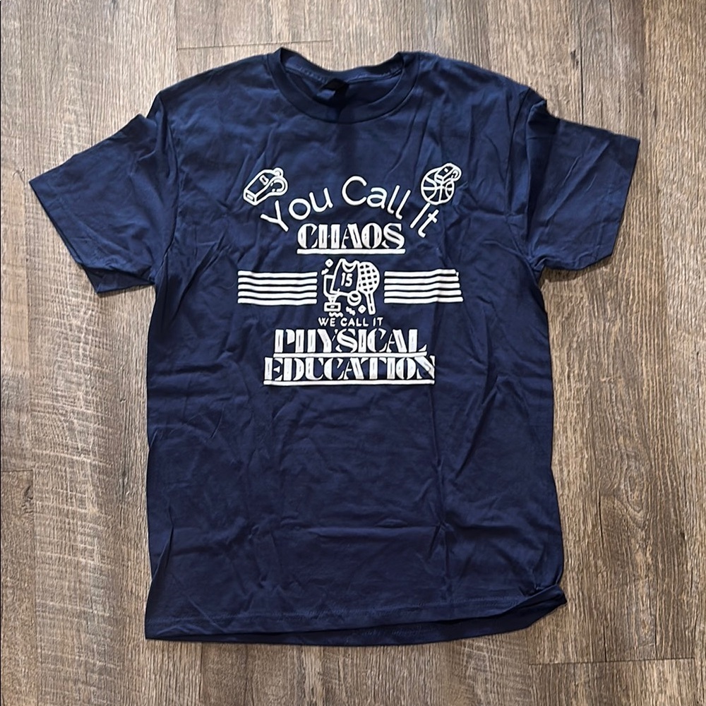 Blue Short Sleeve Tee with Graphic Design